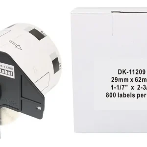 Rollo de etiquetas Brother DK1209 62mm x 29mm con base, 800 etiquetas