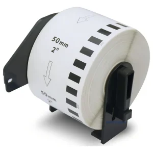 Rollo permanente ROLETIQ DK2223 50 mm x 30,48 m continuo autoadhesivo con soporte
